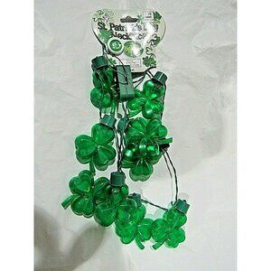 St. Patrick's Day Green Light Up Shamrock Necklace 9 Shamrocks 2" Diameter
